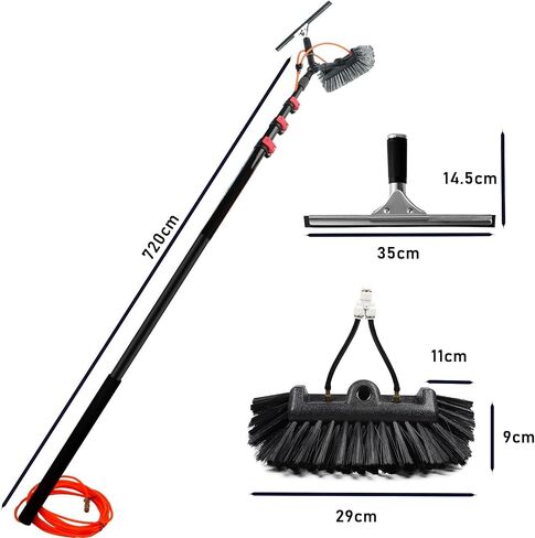 Telescopic Window Cleaning Rod - 16ft/30ft Water-Fed Brush for Solar Panel & Truck Window Cleaning, Extendable Reach, Ideal for High Areas in Kuwait