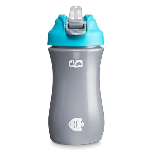 Chicco Soft Spout Sippy Cup 18+ Months, 12oz Toddler Water Bottle with No-Spill Design, Easy-Grip Handle, BPA Free, Teal/Silver in Kuwait