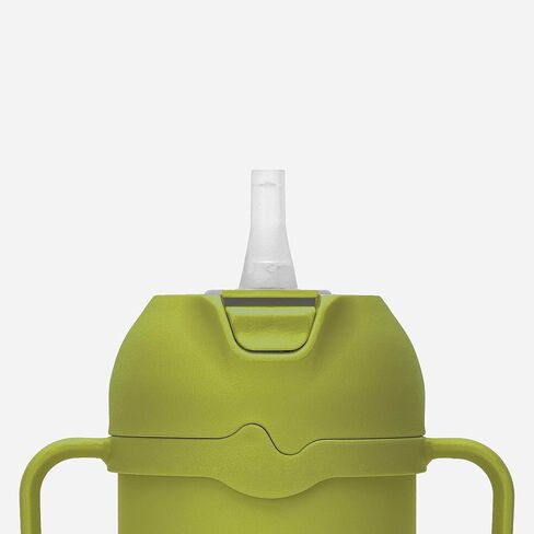 Comotomo Toddler Tumbler Set – Insulated Tumblers (Green & Yellow) to keep drinks warm and cold – Spill Resistant Cups for Toddlers Learning Independent Drinking in Kuwait