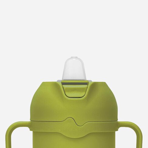 Comotomo Toddler Tumbler Set – Insulated Tumblers (Green & Yellow) to keep drinks warm and cold – Spill Resistant Cups for Toddlers Learning Independent Drinking in Kuwait