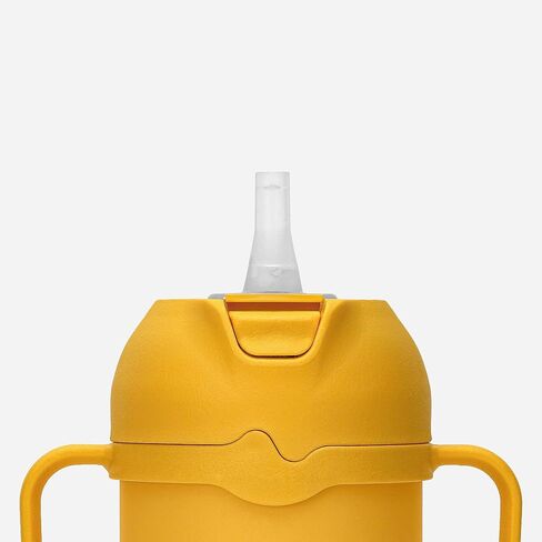 Comotomo Toddler Tumbler Set – Insulated Tumblers (Green & Yellow) to keep drinks warm and cold – Spill Resistant Cups for Toddlers Learning Independent Drinking in Kuwait