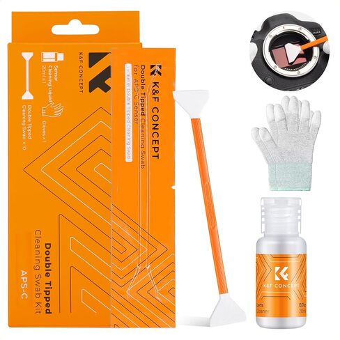 K&F CONCEPT Double-Tipped APS-C Sensor Cleaning Kit with Sensor Cleaner | 16mm Sensor SwabsX10,New Dual-Head Design, Vacuum Sealed,20ML Gentle Cleaner,Precision Cleaning,for Nikon Canon Clean,MC04 in Kuwait
