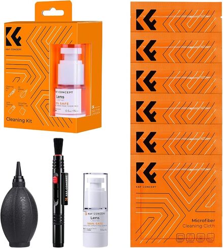 K&F CONCEPT 9-in-1 Camera Lens Cleaning Kit for DSLR, Filters, Phone, Tools | Strong Blower,Safe Cleaning Solution,Anti-Static Lint-Free Pen,Portable Microfiber Cleaning Cloth Multi Device Use,MK07 in Kuwait