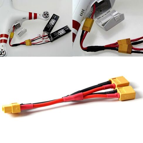 XT60 Parallel Connector Cable Dual Extension Y Splitter Harness for RC Drone FPV Battery Power Connection in Kuwait