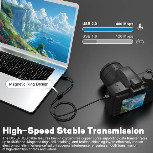 Zosvoses UC -E4 USB Cable for Nikon Compatible with Nikon D40 D40X D50 D60 D70 D70S D80 D90 D100 D200 D300 D300S D610 D700 D3000 D3100 D7000 D1H D2X D2H D2HS D3 D3S D3X D4 Digital SLR Camera, 3.3ft in Kuwait