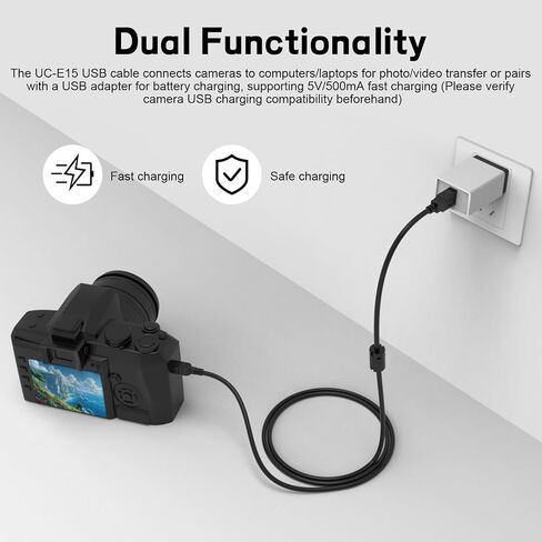 Zosvoses UC -E4 USB Cable for Nikon Compatible with Nikon D40 D40X D50 D60 D70 D70S D80 D90 D100 D200 D300 D300S D610 D700 D3000 D3100 D7000 D1H D2X D2H D2HS D3 D3S D3X D4 Digital SLR Camera, 3.3ft in Kuwait