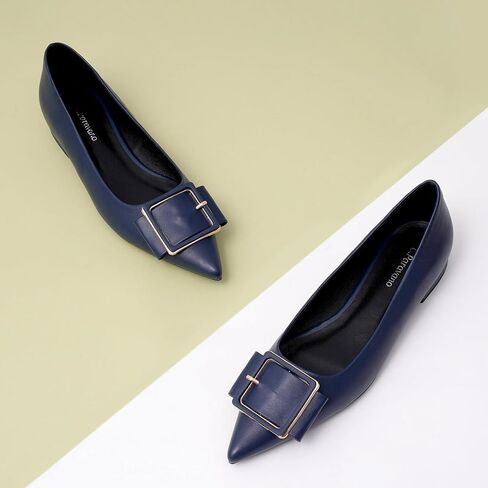C.Paravano Women's Flats | Pointed Toe Ballet Shoes | Work Shoes for Women | Comfortable Flats(Size 8,Navy) in Kuwait