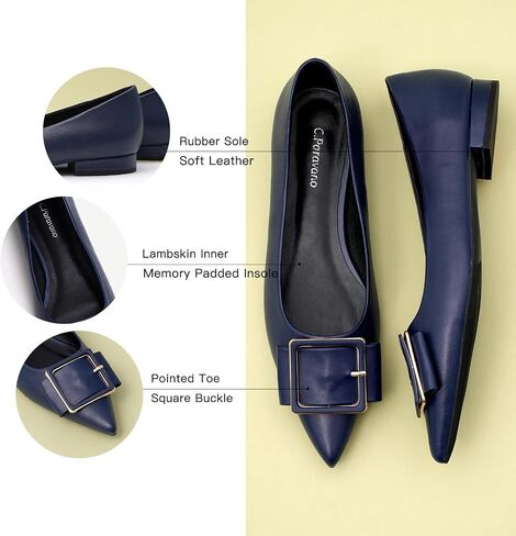 C.Paravano Women's Flats | Pointed Toe Ballet Shoes | Work Shoes for Women | Comfortable Flats(Size 8,Navy) in Kuwait