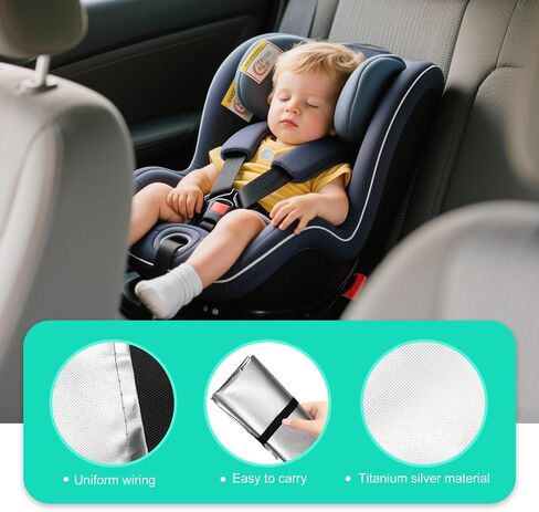 Baby Car Seat Sun Shade Cover, 55x31In Sun & Heat Blocking Shield for Keeping Infant Restraint Cool, Full-blackout Waterproof Protector, Foldable Cover for Most Toddler Seats (Silver) in Kuwait