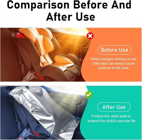 Baby Car Seat Sun Shade Cover, 55x31In Sun & Heat Blocking Shield for Keeping Infant Restraint Cool, Full-blackout Waterproof Protector, Foldable Cover for Most Toddler Seats (Silver) in Kuwait