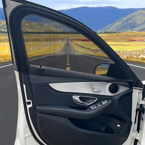 Screen for Car Breathable Stretchy Mesh Seat Sun Protection | Car Rear Side Window Shade Auto Window Accessories SUV Truck Anti-Sun Glare UV Rays Reduction Privacy Protection in Kuwait