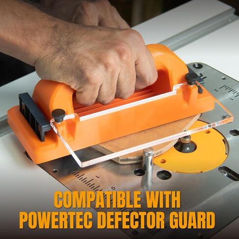 POWERTEC Grab Push Block with Retractable Holder, Anti-Slip Pad & Offset Handle for Improves Control. Ideal for Table Saws, Router Tables, Band Saws, Jointers & Fence Systems (71794) in Kuwait