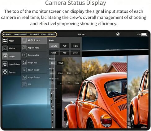 FEELWORLD M101S 10.1" 1200Nit Multi-View Field Monitor Dual 3G-SDI HDMI 2.0 Touch Camera Monitor for Multi-Camera Shooting in Kuwait