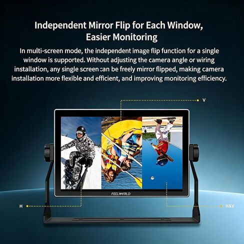 FEELWORLD M101S 10.1" 1200Nit Multi-View Field Monitor Dual 3G-SDI HDMI 2.0 Touch Camera Monitor for Multi-Camera Shooting in Kuwait