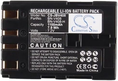 7.4V High-Performance Replacement Battery for GR-DVL725 GR-DVL512 GR-DVL815 GR-DVL900 GR-DVL308 GR-DVL722 GR-DVL257EK with BN-V408US BN-V408U BN-V408 BN-V408U-H BN-V408U-B/1100mAh in Kuwait