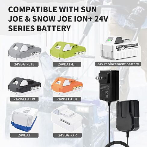 Fast Charge for Snow Joe + Sun Joe iON+ 24V Battery Replace 24VCHRG-QC iON+ | Charge For Battery Of Snow Joe + Sun Joe iON+ 24V Power Tools 24VBAT-LTX 24VBAT-LTW 24VBAT-LTE 24VBAT 24V-X2-SB18 24VBAT-XR in Kuwait