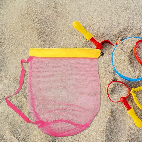 Large Capacity Mesh Beach Bag with Drawstring Closure, Easy to Clean Polyester Net Bag, for Outdoor Adventure and Beach Day Essentials Storage in Kuwait