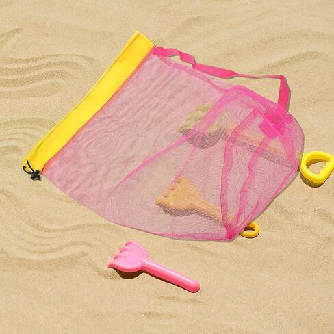 Large Capacity Mesh Beach Bag with Drawstring Closure, Easy to Clean Polyester Net Bag, for Outdoor Adventure and Beach Day Essentials Storage in Kuwait