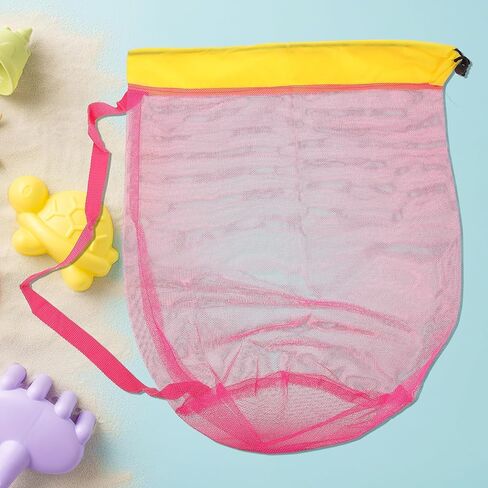 Large Capacity Mesh Beach Bag with Drawstring Closure, Easy to Clean Polyester Net Bag, for Outdoor Adventure and Beach Day Essentials Storage in Kuwait