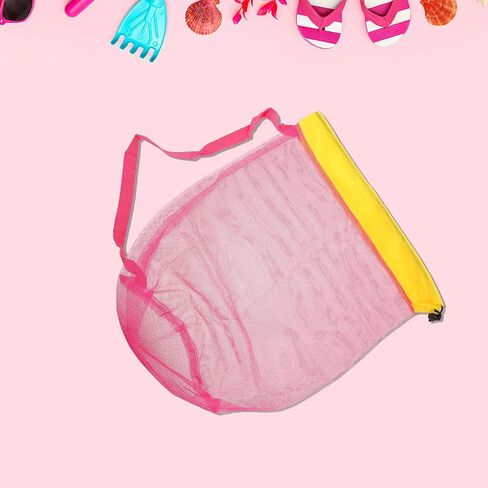 Large Capacity Mesh Beach Bag with Drawstring Closure, Easy to Clean Polyester Net Bag, for Outdoor Adventure and Beach Day Essentials Storage in Kuwait