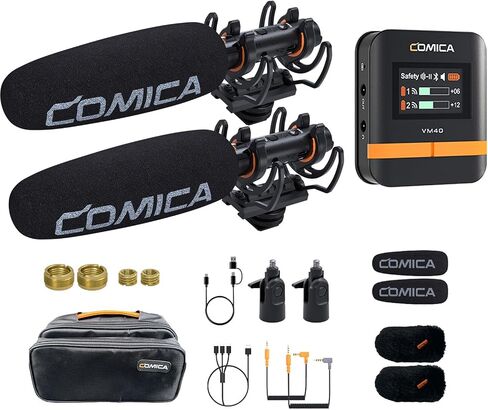 comica VM40 Combo Shotgun Microphone,Super Cardioid Dual-Channel Wireless Mic for Camera,Smartphone and PC in Kuwait