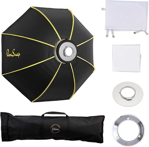 Glow ParaSnap 44" Octa SterlingFibre Bowens Mount Softbox with Flashpoint XPLOR 300/400 Mount Speedring, Parabolic Softbox w/Quick Speedring Swap is an Ideal Soft Box in Kuwait