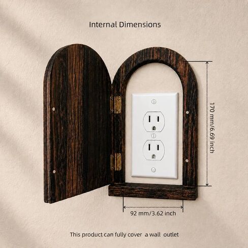 Self-Adhesive Fairy Door Outlet Cover, Self-Closing, 7.87-Inch Wood | Creative Wooden Cover that Conceals Wall Plates, Duplex Outlets, Switches, Stains&Wall Holes – Elf Door Wall Decor that Opens in Kuwait