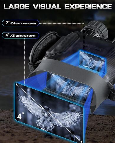 Nightiger Binoculars and Infrared Digital Vision Glasses Built in Day and Night with High Definition Camera, 1280×720P HD Video with 4" Screen up to 1300ft for Camping/Surveillance in Kuwait