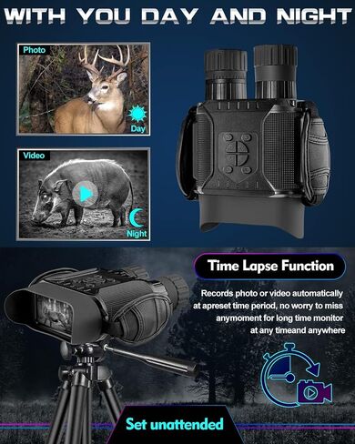Nightiger Binoculars and Infrared Digital Vision Glasses Built in Day and Night with High Definition Camera, 1280×720P HD Video with 4" Screen up to 1300ft for Camping/Surveillance in Kuwait
