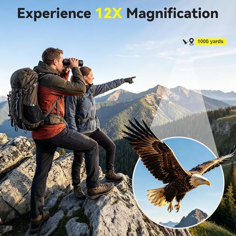 12x50 HD Binoculars for Adults, Easy Focus High Powered Low Light Vision | Bird Watching Hunting Cruise Ship Travel Concert Stargazing Outdoor, Large 50mm Objective Lens, Gift for Men in Kuwait