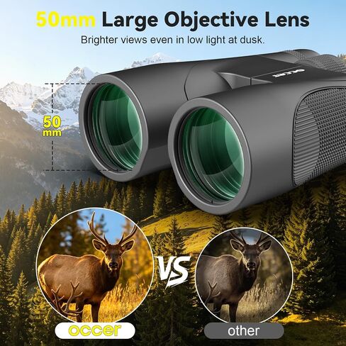 12x50 HD Binoculars for Adults, Easy Focus High Powered Low Light Vision | Bird Watching Hunting Cruise Ship Travel Concert Stargazing Outdoor, Large 50mm Objective Lens, Gift for Men in Kuwait