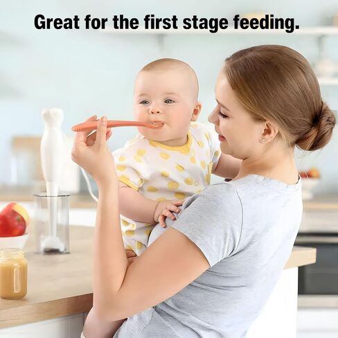 PandaEar 7 Pack Silicone Baby Feeding Spoons, First Stage Training Spoon Infant Utensils Feeding Supplies, BPA Free Gum-Friendly Soft Tip Baby Led Weaning Spoon in Kuwait