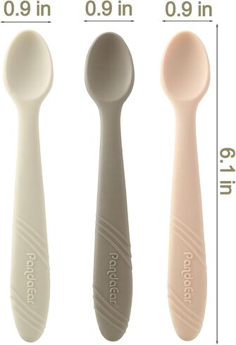 PandaEar 7 Pack Silicone Baby Feeding Spoons, First Stage Training Spoon Infant Utensils Feeding Supplies, BPA Free Gum-Friendly Soft Tip Baby Led Weaning Spoon in Kuwait
