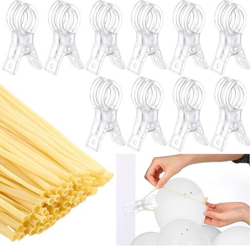 10 Pack Large Balloon Arch Clips Plastic Transparent Backdrop Spring Clamps 3.5 Inch Heavy Duty Clip and 100 Pcs Clear 260 Long Balloons Arch Kit Birthday Decoration Crafts Photography in Kuwait