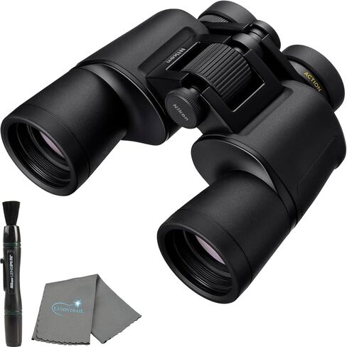 Nikon Action 8x42 Binocular | Multilayer-Coated Nikon Optics, Bright, Wide View, 8X Power, Turn-and-Slide Adjustable eyecups and Tripod-Ready Porro-Prism Design | Bundle with Lens Pen & Cloth in Kuwait