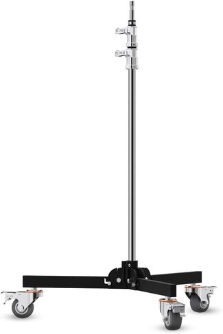 Baby Folder Roller 2-Stage Light Stand, 8' Working Height, 30 lb Load Capacity, Steel 5/8" Baby Pin Mount, Folding Steel Legs, 3" Locking Casters for Studio Lighting in Kuwait