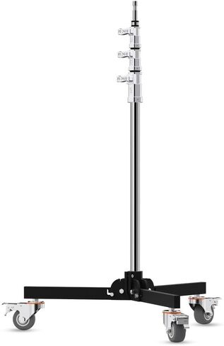 Baby Folder Roller 3-Stage Light Stand, 11' Working Height, 22 lb Load Capacity, 5/8" Baby Pin Mount, Folding Legs, 3" Locking Casters for Studio Lighting in Kuwait