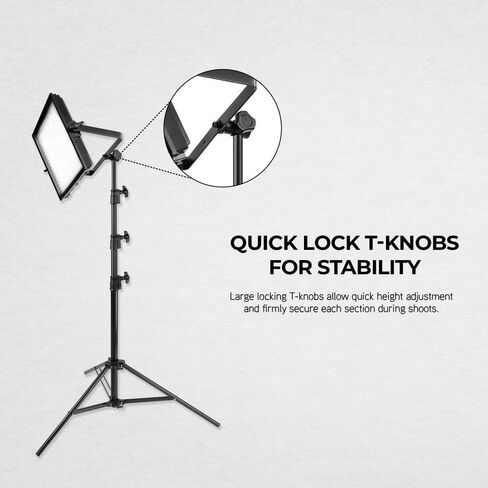 Light Stand, 10.8' Maximum Height, Aluminum Lighting Support, 20 lb Load Capacity, 5/8" Stud Mount, Adjustable 4-Section Design w/ 3 Risers for Photo Video Studio Lighting in Kuwait