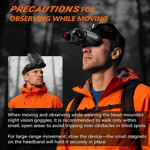 Head-Mounted Night Vision Goggles Upgraded, Rechargeable Hands Free Night Vision Binoculars Goggles with Infrared, 1312FT, 32GB TF Card, Flashlight, 8X Digital Zoom | 36MP Photos, 1312FT Range, Hands Free, 8X Digital Zoom, 3000mAh Battery, Day or Night, T in Saudi Arabia