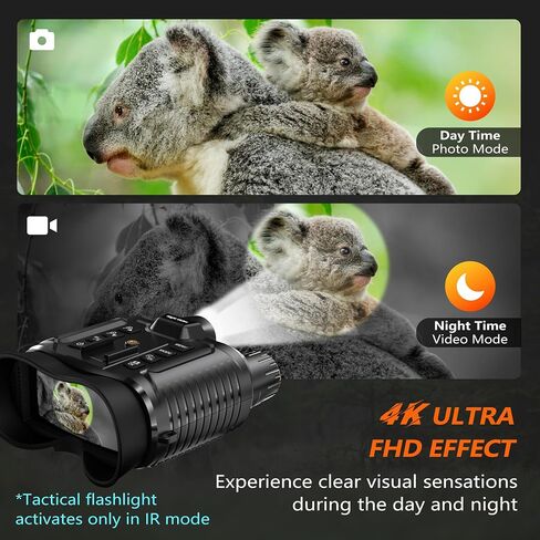 Head-Mounted Night Vision Goggles Upgraded, Rechargeable Hands Free Night Vision Binoculars Goggles with Infrared, 1312FT, 32GB TF Card, Flashlight, 8X Digital Zoom | 36MP Photos, 1312FT Range, Hands Free, 8X Digital Zoom, 3000mAh Battery, Day or Night, T in Saudi Arabia