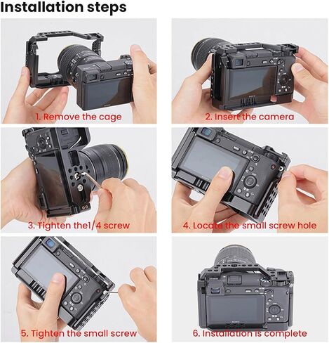 Professional Camera Cage for Sony A6600 T6061 CNC Aluminum Vertical Plate Cold Shoe Mounts & Anti-Shock Design Perfect for Vlogging/Short Videos (YH-A6600 4620) in Kuwait