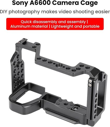 Professional Camera Cage for Sony A6600 T6061 CNC Aluminum Vertical Plate Cold Shoe Mounts & Anti-Shock Design Perfect for Vlogging/Short Videos (YH-A6600 4620) in Kuwait