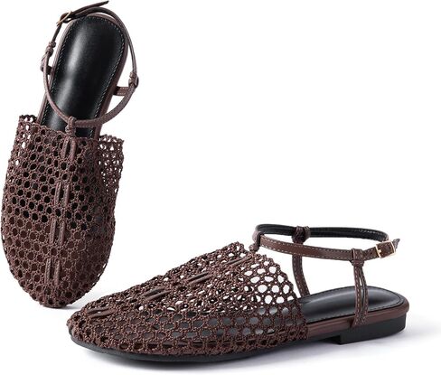 Women Mesh Flats Woven Crochet Hollow Ankle Strap Fisherman Sandals Breathable Slip On Summer Beach Casual Daily Comfort Mary Jane Shoes in Kuwait