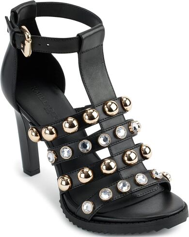 KARL LAGERFELD Women's Brexton T Strap Dress Heel With Stud Embellishments in Kuwait
