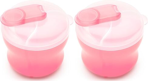 Munchkin Formula Dispenser for Baby Bottle Feeding On The Go, Easy-Pour Spout for Powdered Formula & Cereal, 3 Compartments, 9 Ounce, Pink (Pack of 2) in Kuwait