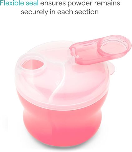 Munchkin Formula Dispenser for Baby Bottle Feeding On The Go, Easy-Pour Spout for Powdered Formula & Cereal, 3 Compartments, 9 Ounce, Pink (Pack of 2) in Kuwait