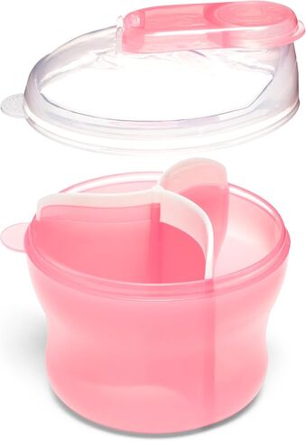 Munchkin Formula Dispenser for Baby Bottle Feeding On The Go, Easy-Pour Spout for Powdered Formula & Cereal, 3 Compartments, 9 Ounce, Pink (Pack of 2) in Kuwait