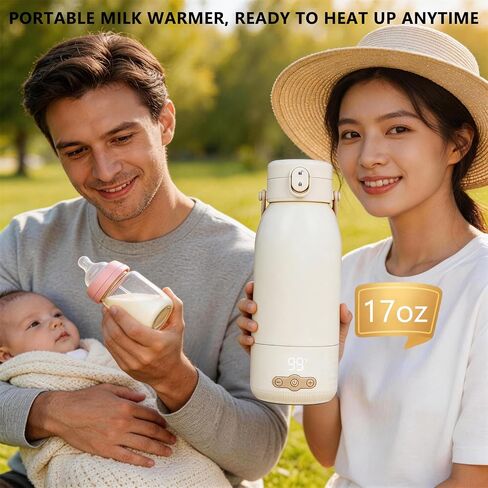 Portable Bottle Warmer for Travel, Fast Heating Milk Warmer On The Go,Temp Control 95°F -131°F,17 OZ Water Warmer for Breast Milk,Long-Lasting Keep Warm Function in Kuwait