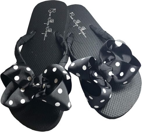 Bow Flip Flops Burgundy Maroon Polka with Black or White Sandals for Ladies & Kids, Pool Vacation Bride, Bridesmaid and Flower Girl Gift in Kuwait