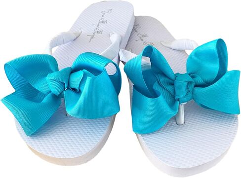 Bow Flip Flops Burgundy Maroon Polka with Black or White Sandals for Ladies & Kids, Pool Vacation Bride, Bridesmaid and Flower Girl Gift in Kuwait